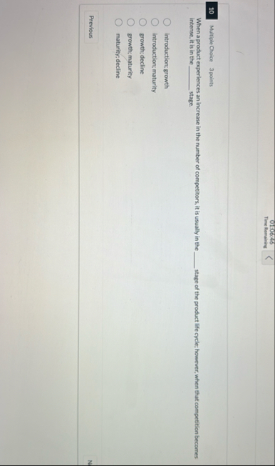 0 1 : 0 6 : 4 6 Time Remaining 1 0 Multiple