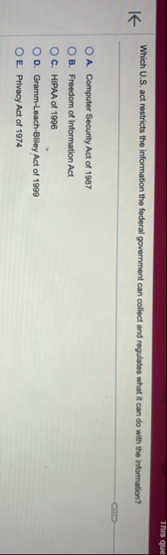 This quo Which U . S . act restricts the