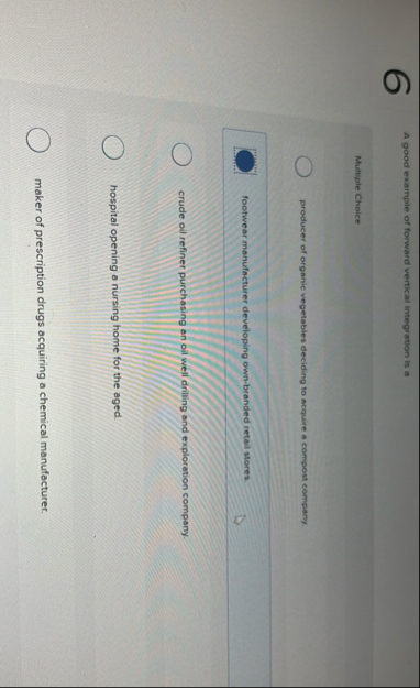 A good example of forward vertical integration is