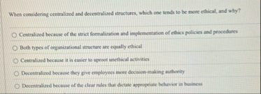 When considering centralized and decentralized