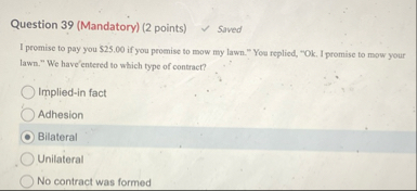 Question 3 9 ( Mandatory ) ( 2 points ) Saved I