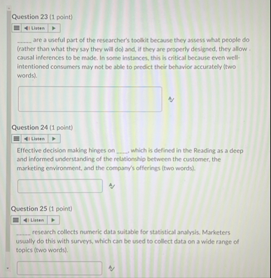 Question 2 3 ( 1 point ) Listen q , are a useful
