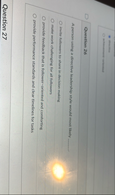 etimentroe aphevement - coriented Question 2 6 A
