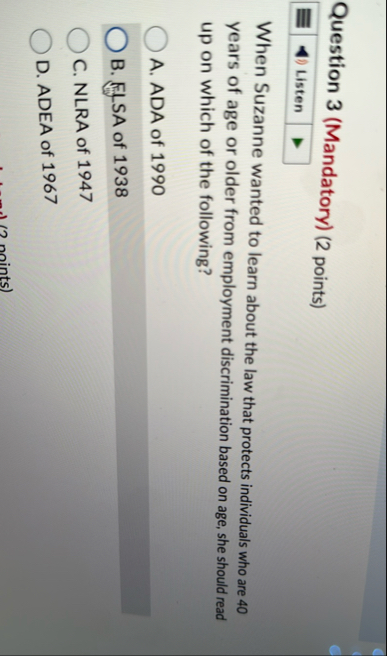 Question 3 ( Mandatory ) ( 2 points ) When