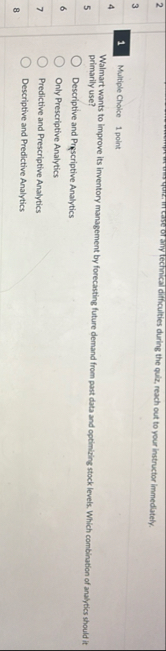 2 3 4 5 6 7 8 1 Multiple Choice 1 point Walmart