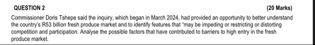 QUESTION 2 ( 2 0 Marks ) Commissioner Doris