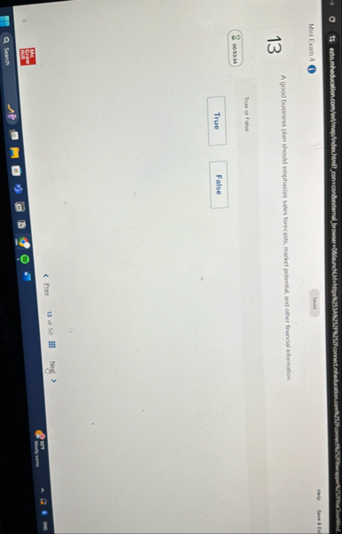 Mini Exam A A good business plan should emphasize