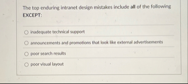 The top enduring intranet design mistakes include