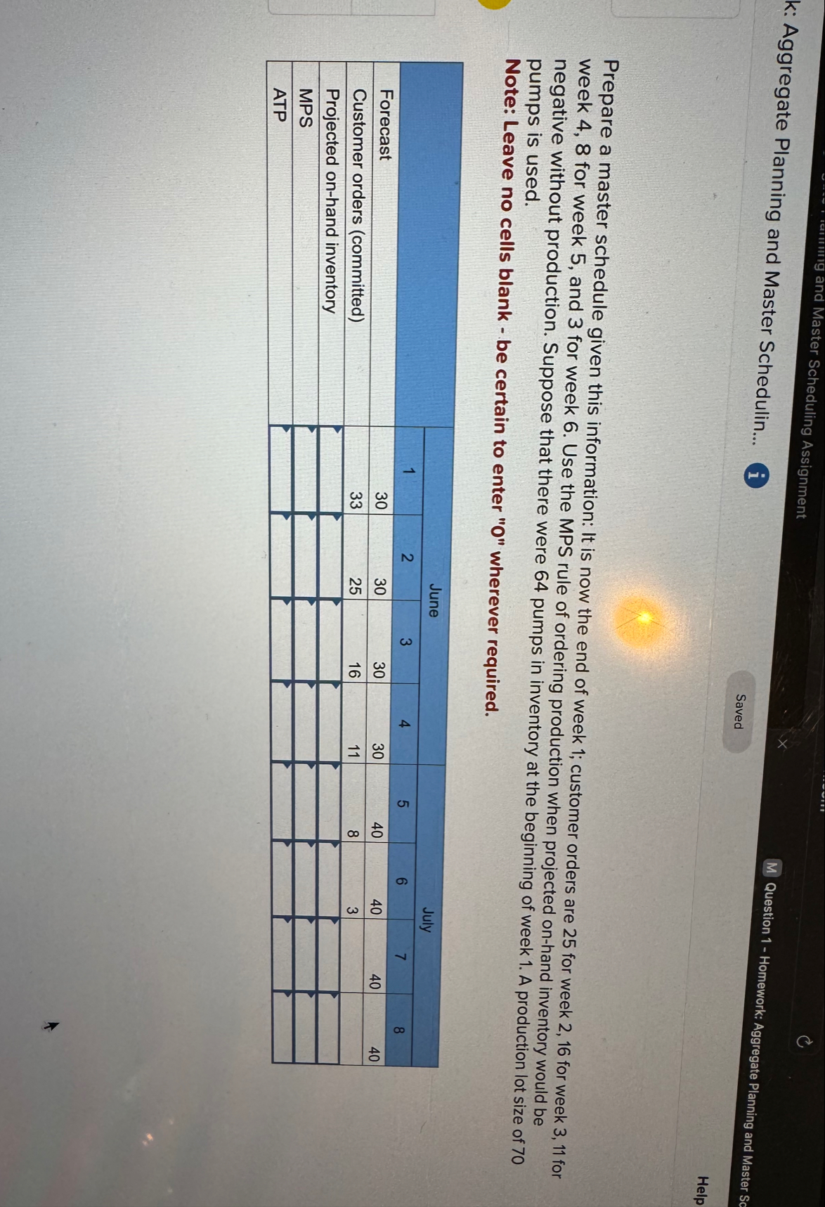 k: Aggregate Planning and Master Schedulin... ( i
