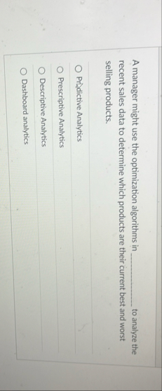 A manager might use the optimization algorithms