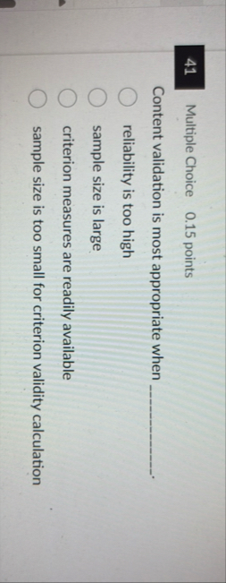 4 1 Multiple Choice 0 . 1 5 points Content