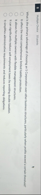 8 Multiple Choice 1 0 points What is the primary