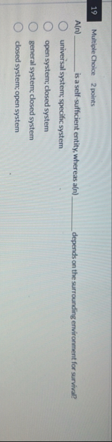 1 9 Multiple Choice 2 points A ( n ) is a self -