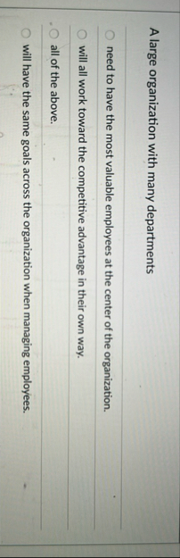 A large organization with many departments need