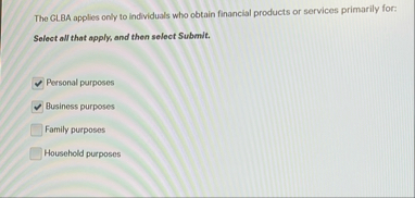 The GLBA applies only to individuals who obtain