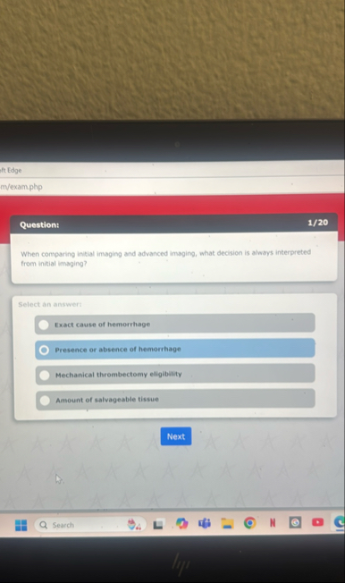 ft . Edge m / examphp Question: 1 / 2 0 When