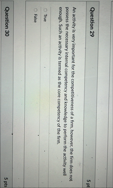 Question 2 9 5 pt An activity is very important