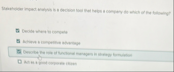 Stakeholder impact analysis is a decision tool