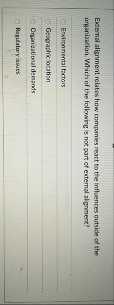 External alignment relates how companies react to
