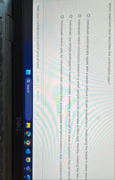 Which statement best describes the confirmation