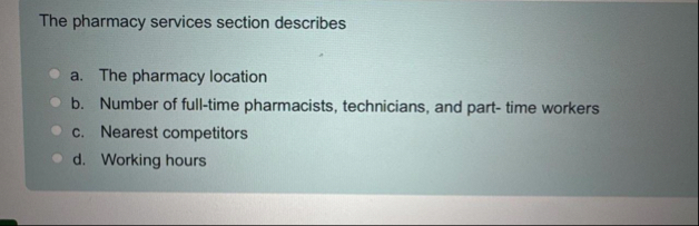 The pharmacy services section describes a . The