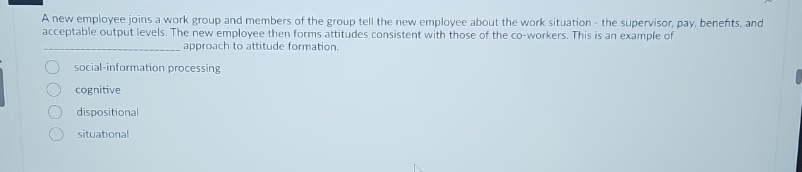 A new employee joins a work group and members of