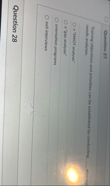 Question 2 7 Training objectives and priorities