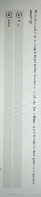 Because supply chain strategy is based on the