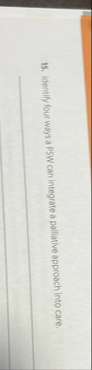 Identify four ways a PSW can Integrate a