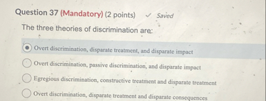 Question 3 7 ( Mandatory ) ( 2 points ) Saved The