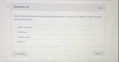 Question 2 4 1 pts Select the characteristic in