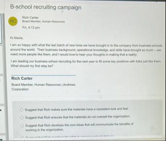 B - school recruiting campaign ( RC ) Rich Carter