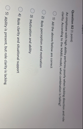 Question 8 2 ( 1 point ) An employee with high