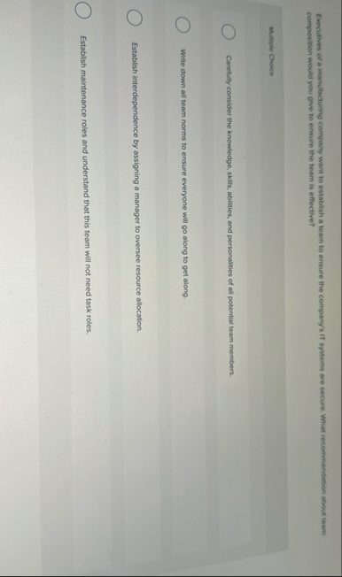 Executives of a manufachining company want to