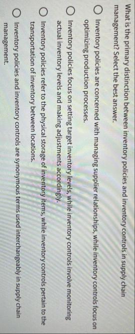 What is the primary distinction between inventory