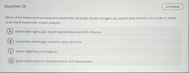 Question 2 0 Which of the following three