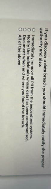 If you discover a data breach you should