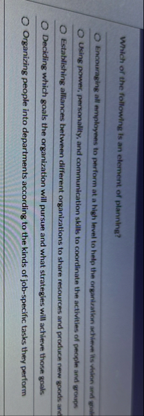 Which of the following is an element of planning?