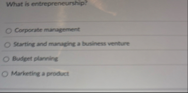 What is entrepreneurship? Corporate management