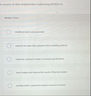se purpose of value analysis / value engineering