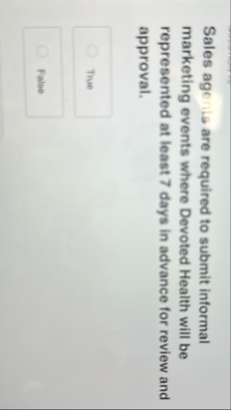 Sales agenis are required to submit informal