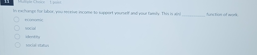 1 1 Multiple Choice 1 point In exchange for