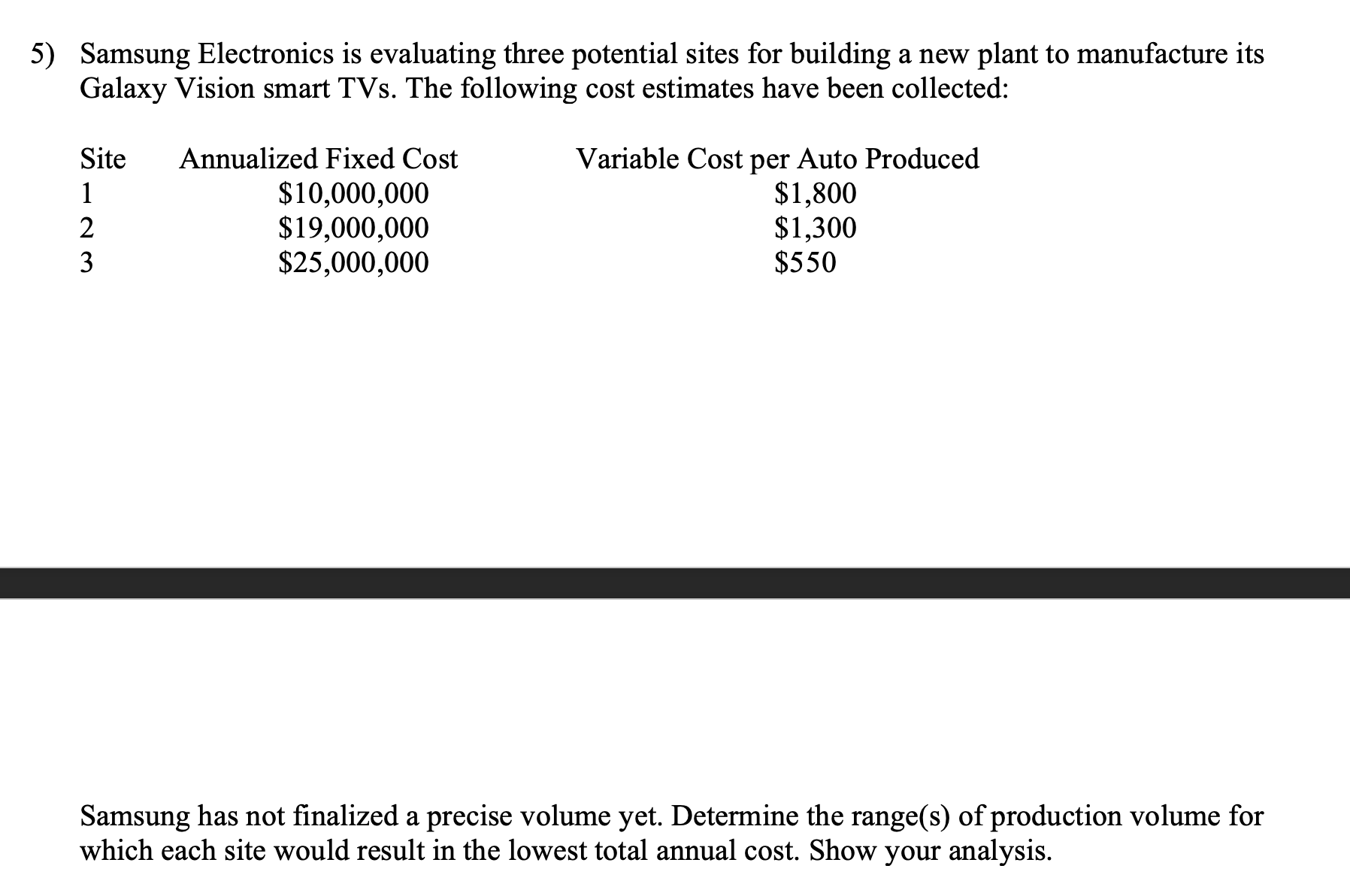 5 ) Samsung Electronics is evaluating three