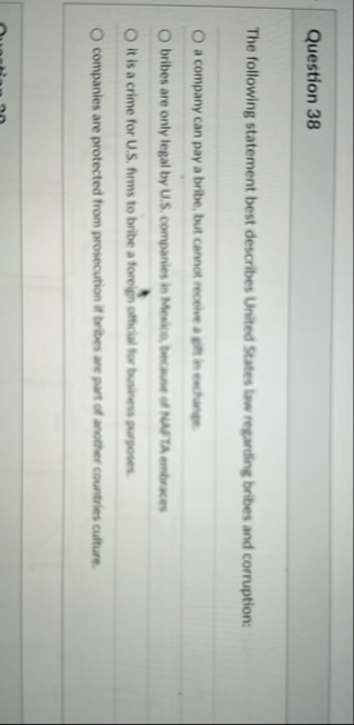 Question 3 8 The following statement best