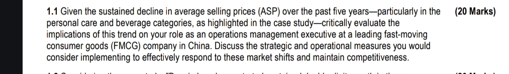 1 . 1 Given the sustained decline in average