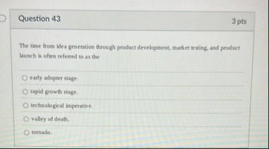 Question 4 3 3 pts The time from idea generation