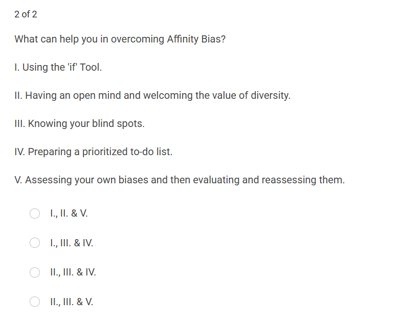 2 of 2 What can help you in overcoming Affinity