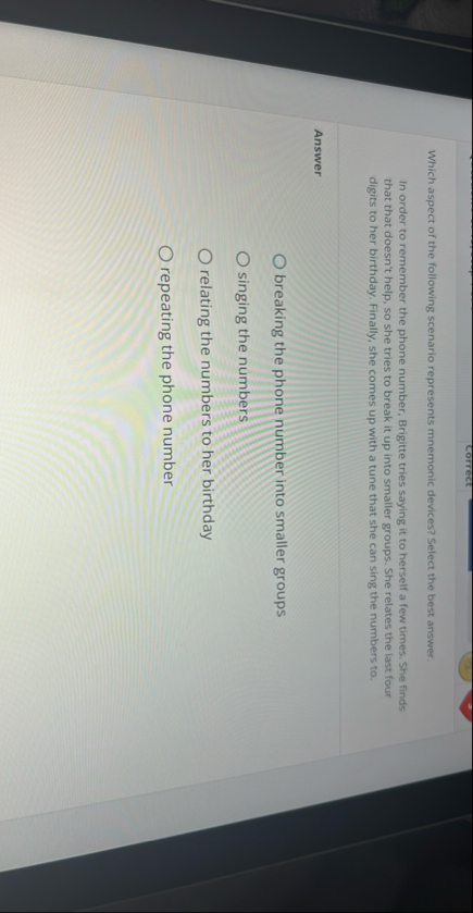 correct Which aspect of the following scenario