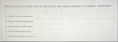 Q 5 0 . Investors are usually listed in which of