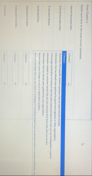 From Chapter 3 . Match each term to the most -